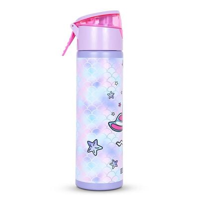 Eazy Kids 6 & 4 Convertible Bento Lunch Box with Stainless Steel 640ml Water Bottle and Sandwich Cutter Set - Mermaid Purple