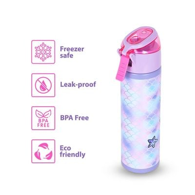 Eazy Kids 6 & 4 Convertible Bento Lunch Box with Stainless Steel 640ml Water Bottle and Sandwich Cutter Set - Mermaid Purple