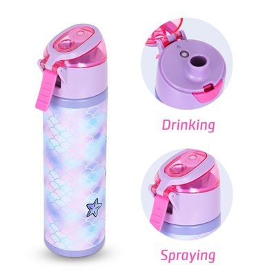 Eazy Kids 6 & 4 Convertible Bento Lunch Box with Stainless Steel 640ml Water Bottle and Sandwich Cutter Set - Mermaid Purple