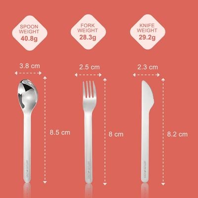 Eazy Kids Cutlery Set - Stainless Steel Spoon, Fork & Knife with Silicone Case (Pink)