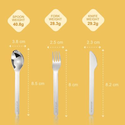 Eazy Kids Cutlery Set - Stainless Steel Spoon, Fork & Knife with Silicone Case (Yellow)