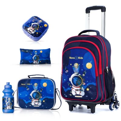 Nova Kids Trolley School Bag Set of 5 - 16 Inch - Astronaut Blue