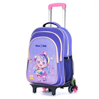 Nova Kids Trolley School Bag Set of 5 - 16 Inch - Purple