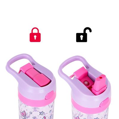 Eazy Kids 18Inch Set of 4 Trolley School Bag with Tritan 420ml Water Bottle, Lunch Bag and Pencil Case - Mermaid Purple