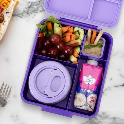 Eazy Kids Jumbo Bento Lunch Box w/ Thermos & Dip Jar- Purple