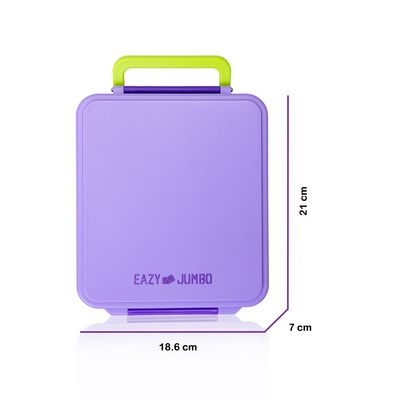 Eazy Kids Jumbo Bento Lunch Box w/ Thermos & Dip Jar- Purple