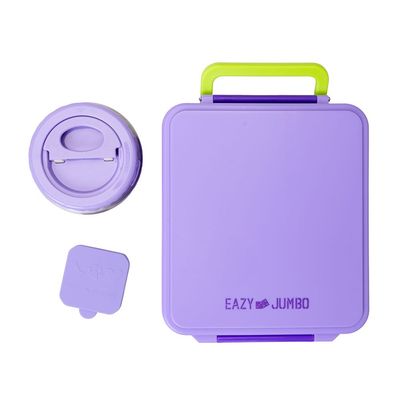 Eazy Kids Jumbo Bento Lunch Box w/ Thermos & Dip Jar- Purple