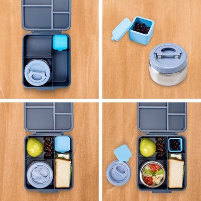 Eazy Kids Jumbo Bento Lunch Box w/ Thermos & Dip Jar- Grey