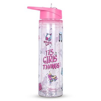 Eazy Kids Tritan Double Wall Glitter 550ml Water Bottle - It's Girls Things Pink