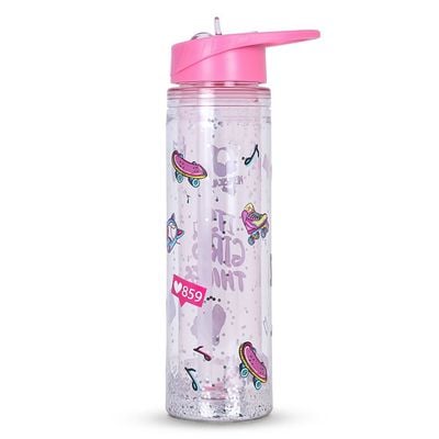 Eazy Kids Tritan Double Wall Glitter 550ml Water Bottle - It's Girls Things Pink