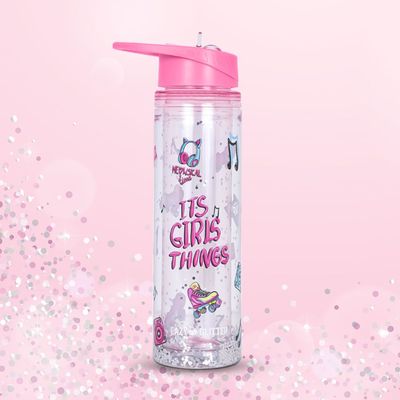 Eazy Kids Tritan Double Wall Glitter 550ml Water Bottle - It's Girls Things Pink