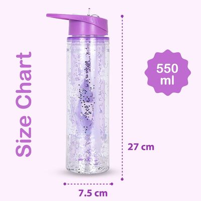 Eazy Kids Tritan Double Wall Glitter 550ml Water Bottle  - Mermaid Purple