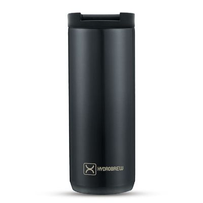 HYDROBREW Double Wall Insulated Tumbler Water Bottle - Black, 500ml