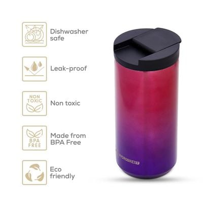 HYDROBREW Double Wall Insulated Tumbler Water Bottle - Chrome, 500ml