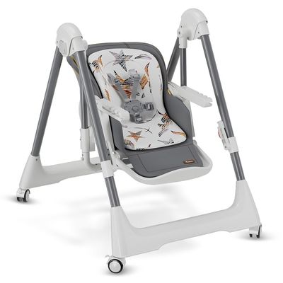 Teknum 5-IN-1 Swing with High Chair with Lockable wheels - Grey