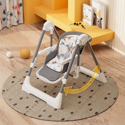 Teknum 5-IN-1 Swing with High Chair with Lockable wheels - Grey