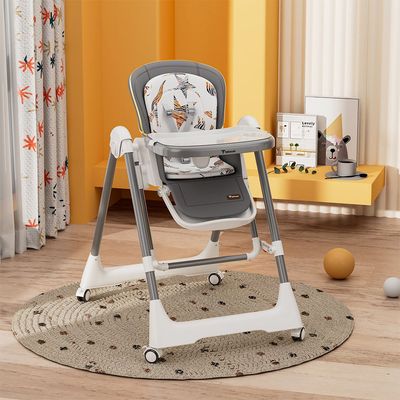 Teknum 5-IN-1 Swing with High Chair with Lockable wheels - Grey