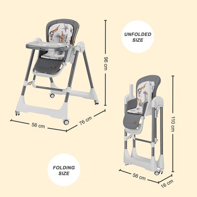 Teknum 5-IN-1 Swing with High Chair with Lockable wheels - Grey