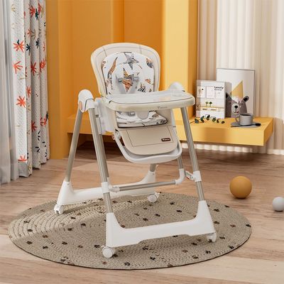 Teknum 5-IN-1 Swing with High Chair with Lockable wheels - Ivory