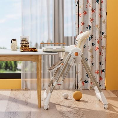 Teknum 5-IN-1 Swing with High Chair with Lockable wheels - Ivory