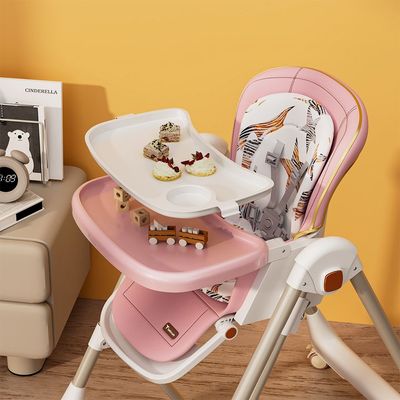 Teknum 5-IN-1 Swing with High Chair with Lockable wheels - Pink