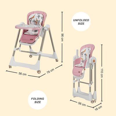 Teknum 5-IN-1 Swing with High Chair with Lockable wheels - Pink