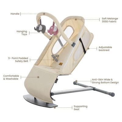 TEKNUM Baby Bouncer w/ Grab Toys - Ivory