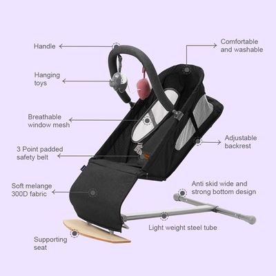 TEKNUM Baby Bouncer w/ Grab Toys - Wooden Black