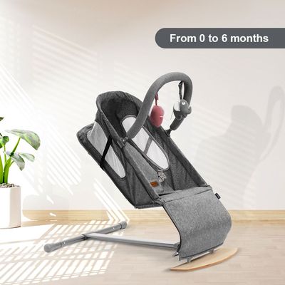 TEKNUM Baby Bouncer w/ Grab Toys - Wooden Dark Grey