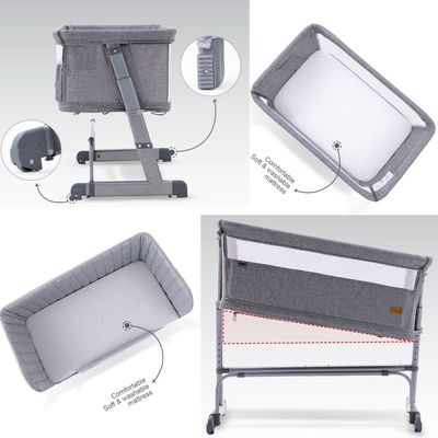 Teknum All In One, 0-4 Years Bedside Crib Cot & Sofa Expansion Pack - Grey