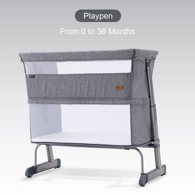 Teknum All In One, 0-4 Years Bedside Crib Cot & Sofa Expansion Pack - Grey