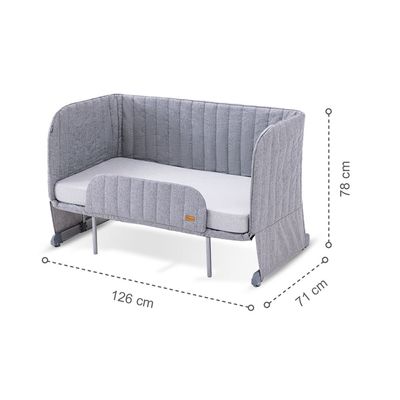 Teknum All In One, 0-4 Years Bedside Crib Cot & Sofa Expansion Pack - Grey