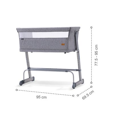 Teknum All In One, 0-4 Years Bedside Crib Cot & Sofa Expansion Pack - Grey