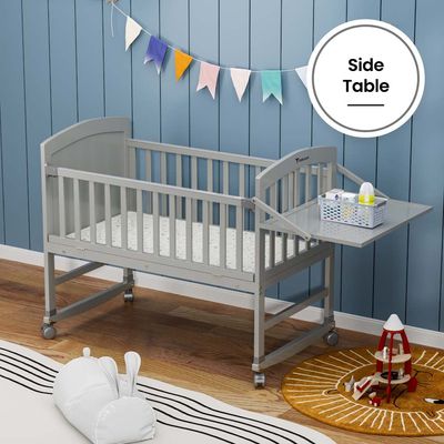 Teknum - 7 in 1 Convertible Kids Bed & Bedside Crib w / Mattress, Mosquito net & Detachable Wheels(0 - 12yrs) - Grey