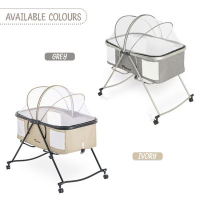 Teknum 3-IN-1 Baby Cot/Cradle w/ Mosquito net & Wheels – Ivory