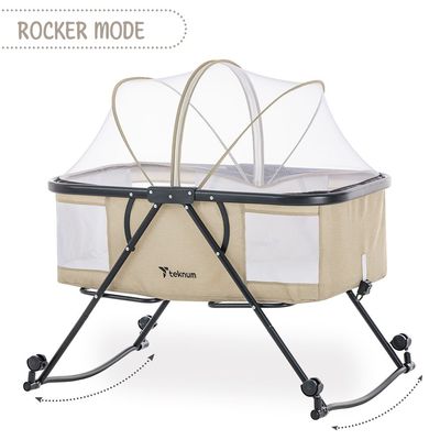 Teknum 3-IN-1 Baby Cot/Cradle w/ Mosquito net & Wheels – Ivory