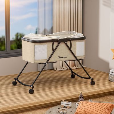 Teknum 3-IN-1 Baby Cot/Cradle w/ Mosquito net & Wheels – Ivory