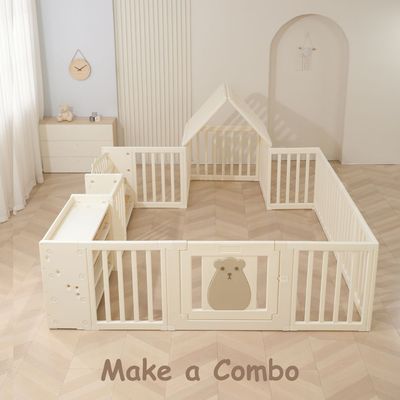 Little Story - Portable Playpen w/ Door- Bear White