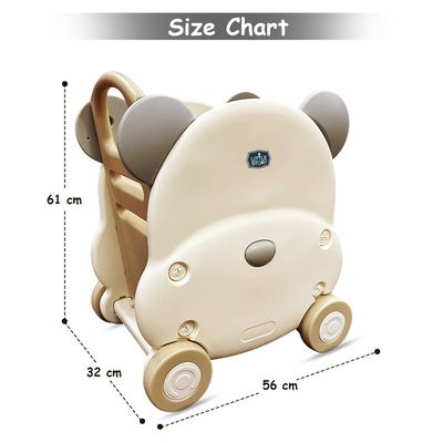 Little Story - Portable Kids Toys Shopping/Storage Cart - Bear Beige