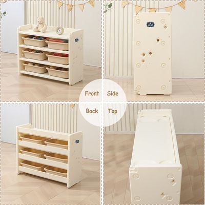 Little Story - Kids Toys Storage with 6 Storage Box - Beige White