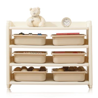 Little Story - Kids Toys Storage with 6 Storage Box - Beige White