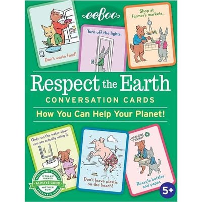 eeBoo Respect The Earth Conversation: Conversation Starter Cards - Environmental Discussion Cards - Kids' Conversation Prompts - Eco-Friendly Discussion Cards