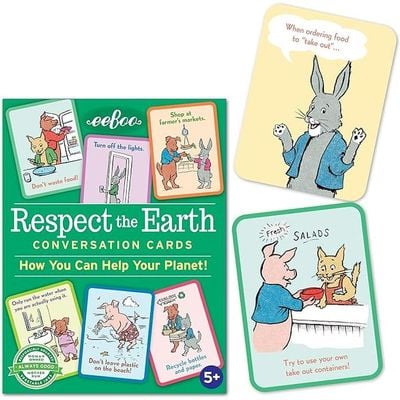 eeBoo Respect The Earth Conversation: Conversation Starter Cards - Environmental Discussion Cards - Kids' Conversation Prompts - Eco-Friendly Discussion Cards