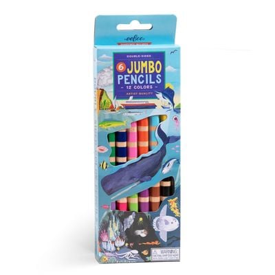 eeBoo Under the Sea 6 Jumbo Double Pencils: Kids' Writing Tools - Drawing Pencils - School Supplies - Ocean-themed Pencils - Writing Instruments