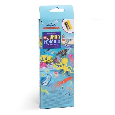 eeBoo Under the Sea 6 Jumbo Double Pencils: Kids' Writing Tools - Drawing Pencils - School Supplies - Ocean-themed Pencils - Writing Instruments