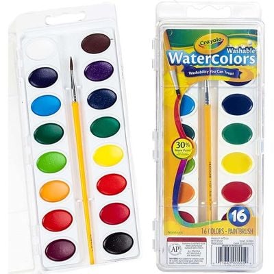 Crayola 16 Ct. Washable Watercolor Pans With Plastic Handled Brush