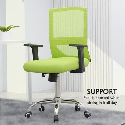 Mahmayi TJ HY-902 Medium Back Mesh Office chair with Lumbar Support Green