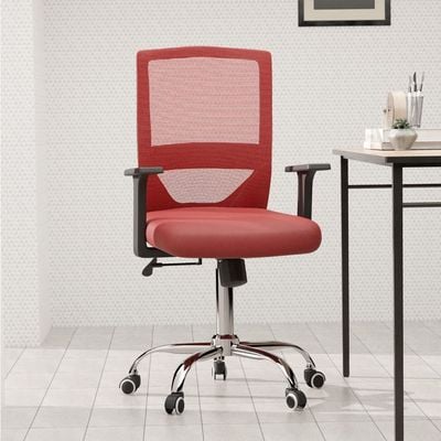 Mahmayi TJ HY-902 Medium Back Mesh Office chair with Lumbar Support Red