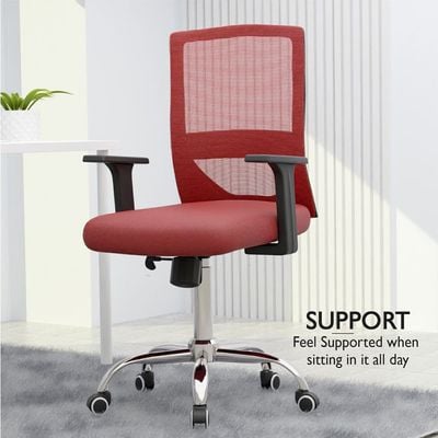 Mahmayi TJ HY-902 Medium Back Mesh Office chair with Lumbar Support Red