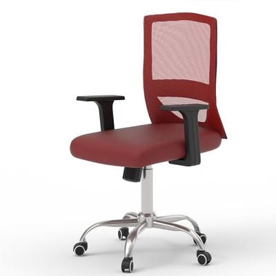 Mahmayi TJ HY-902 Medium Back Mesh Office chair with Lumbar Support Red